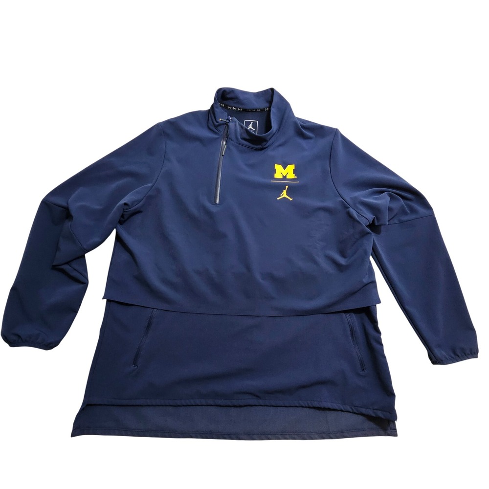 Jordan Michigan Wolverines Quarter Zip Men XL Navy Nike Shield Pullover Jacket